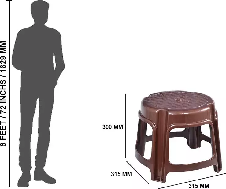 swagath-bathroom-stool-round-shape-4-legs-plastic-glossy-finish-80-kg-load-capacity-brown-for-bathroom-use-ps-03-pack-of-4-pcs