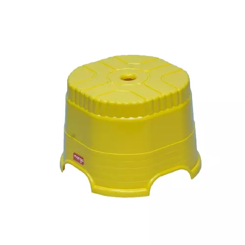Mango Stool Round Yellow 140 Kg Load Bearing Capacity Polypropylene Plastic for Shops & Store Use, Cube 10