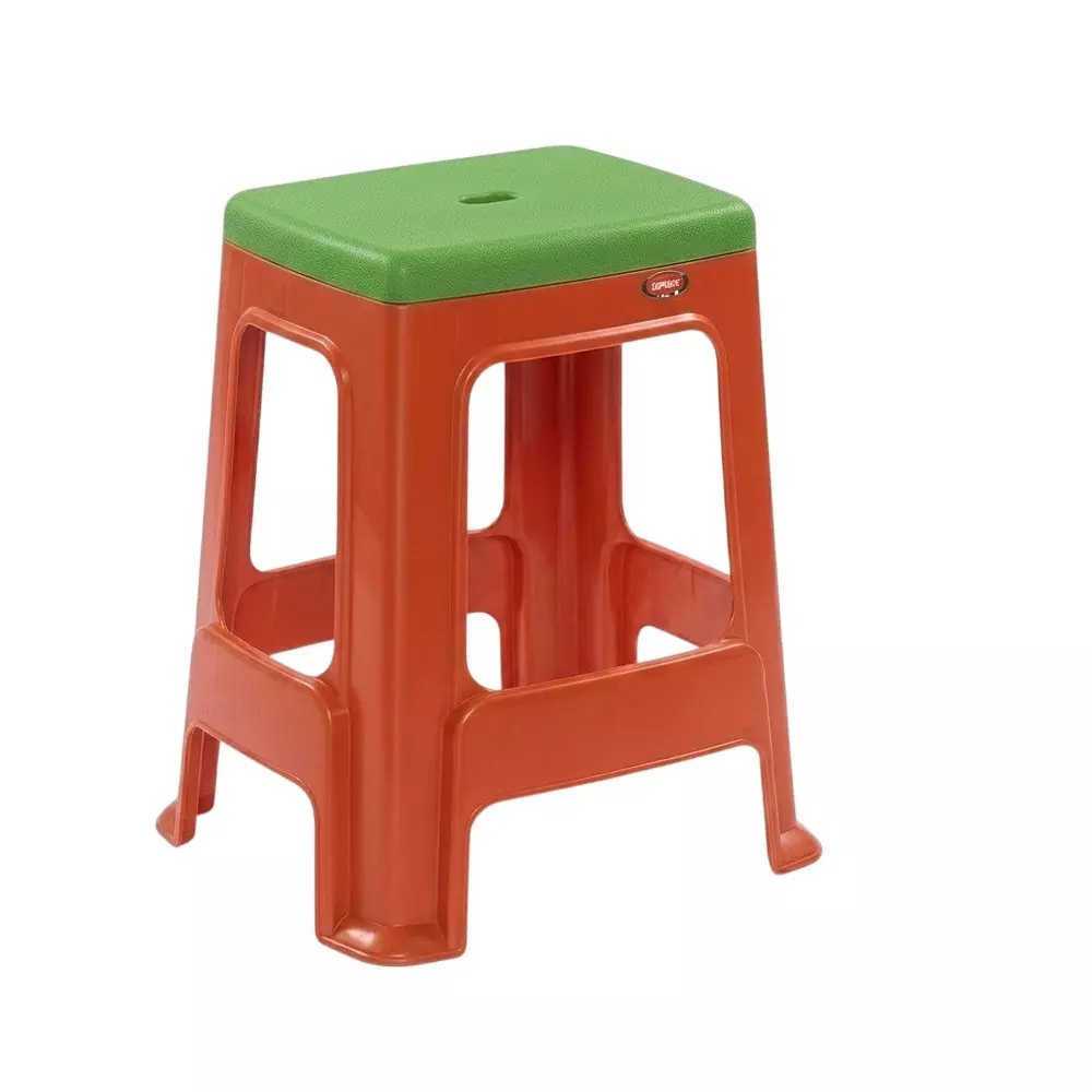 Ankur Ceetto Stool High Grade Polypropylene Virgin Plastic Body and Orange Color for Homes, Shops & More