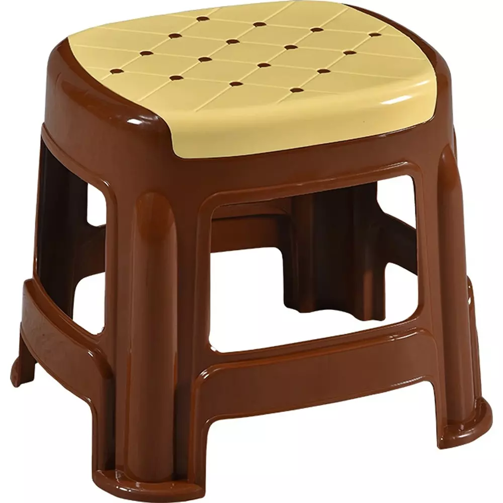 swagath-stool-plastic-27x315x28-cm-530-g-ivory-seat-with-brown-body-pre-assembled-for-cafeteria-kitchen-houeshold-work-and-outdoor-use-pack-of-2-pcs