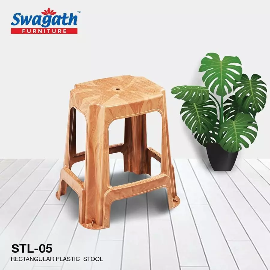 swagath-stl-rectangular-stool-plastic-sandal-wood-54x37x31-cm-size-for-outdoor-cafeteria-use-stl-05-sw-4-pack-of-4-pcs