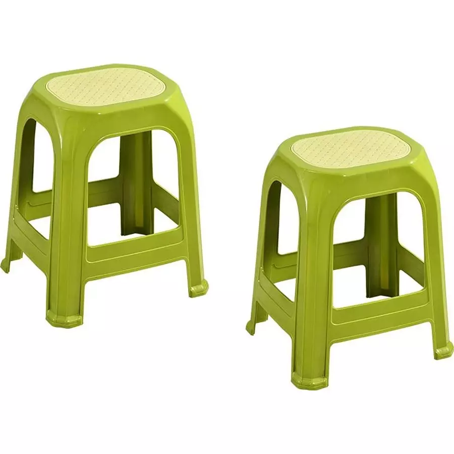 Swagath STL Rectangular Stool Plastic Green 47x28x34 cm Size for Kitchen, Houeshold, Bathroom, Outdoor & Cafeteria Use, STL-06-MHGN-2 (Pack of 2 Pcs)
