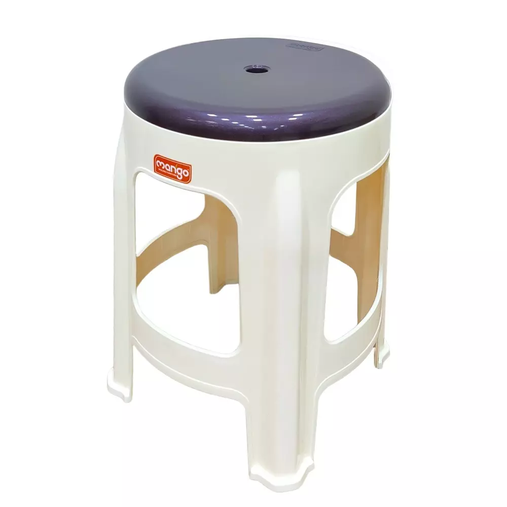 Mango GEM Plastic Stool Ivory - Weather Brown Round for Indoors & Outdoors
