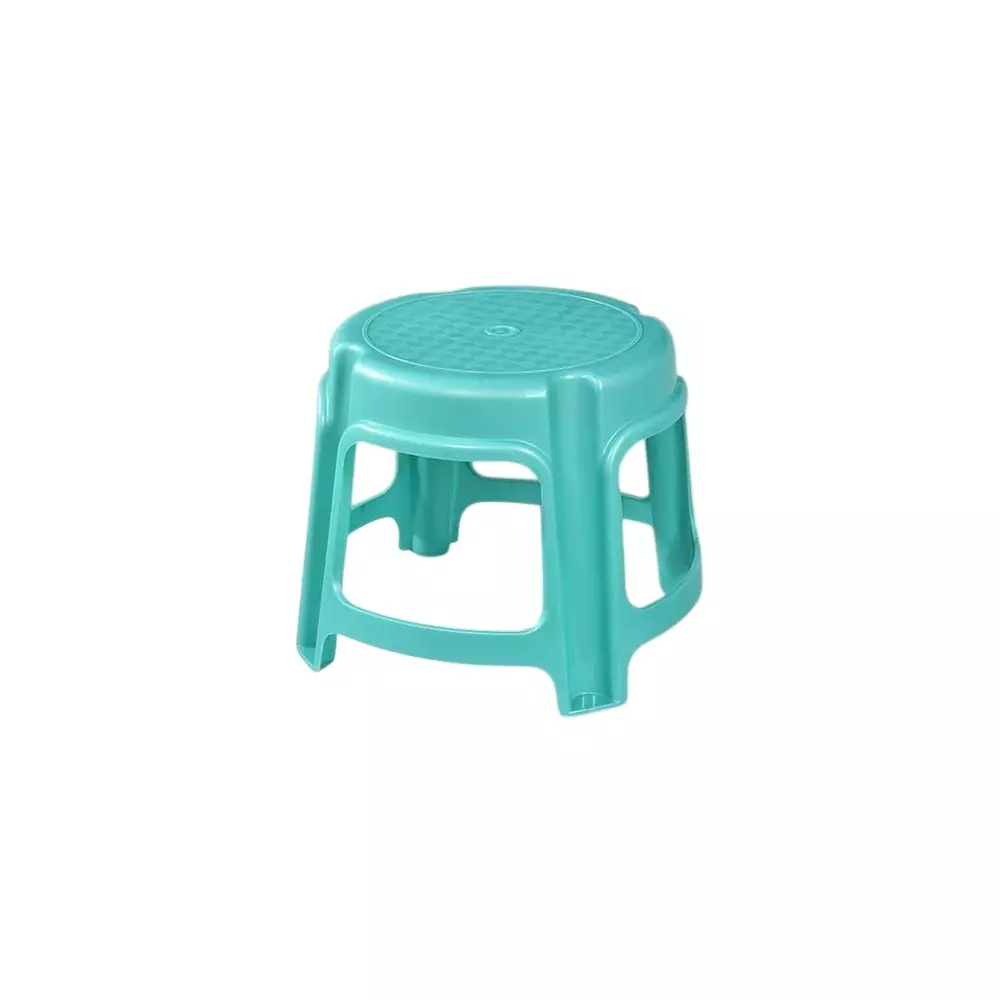 Swagath Bathroom Stool Round Shape 4 Legs Plastic Glossy Finish 80 Kg Load Capacity Green for Bathroom Use, PS-03