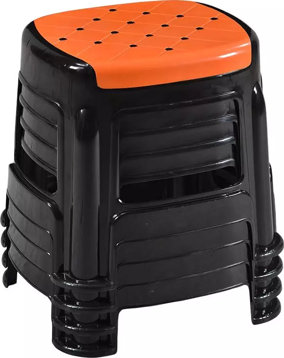 swagath-stool-rectangle-shape-4-legs-plastic-glossy-finish-70-kg-load-capacity-orange-seat-with-black-body-cosmo-m