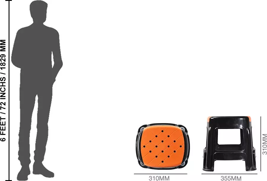swagath-stool-rectangle-shape-4-legs-plastic-glossy-finish-70-kg-load-capacity-orange-seat-with-black-body-cosmo-m