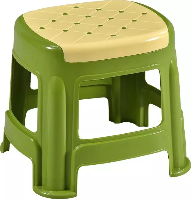 swagath-stool-rectangle-shape-4-legs-plastic-glossy-finish-70-kg-load-capacity-ivory-seat-with-green-body-cosmo-m-pack-of-4-pcs