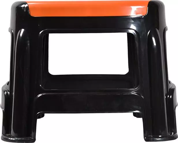 swagath-stool-rectangle-shape-4-legs-plastic-glossy-finish-70-kg-load-capacity-orange-seat-with-black-body-cosmo-m-pack-of-4-pcs