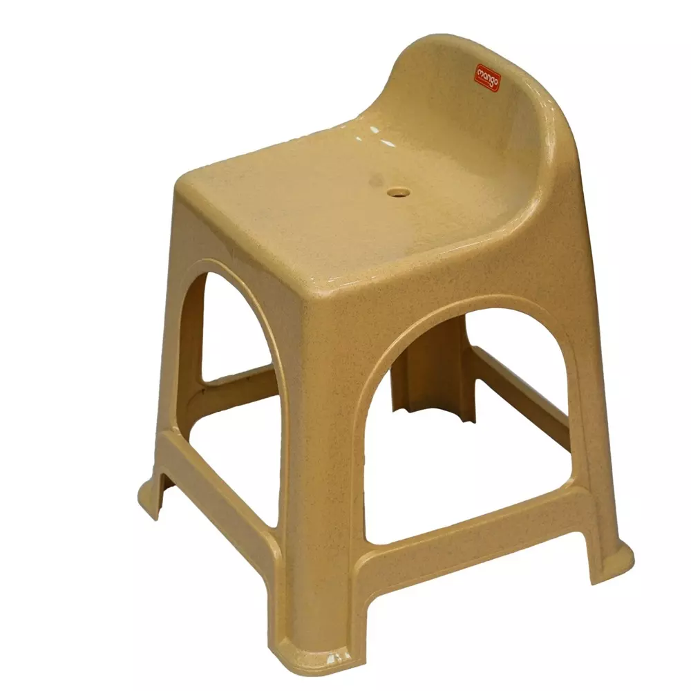 Mango Tik Tok Stool Marble Beige 140 Kg Load Bearing Capacity Polypropylene Plastic for Shops & Store Use