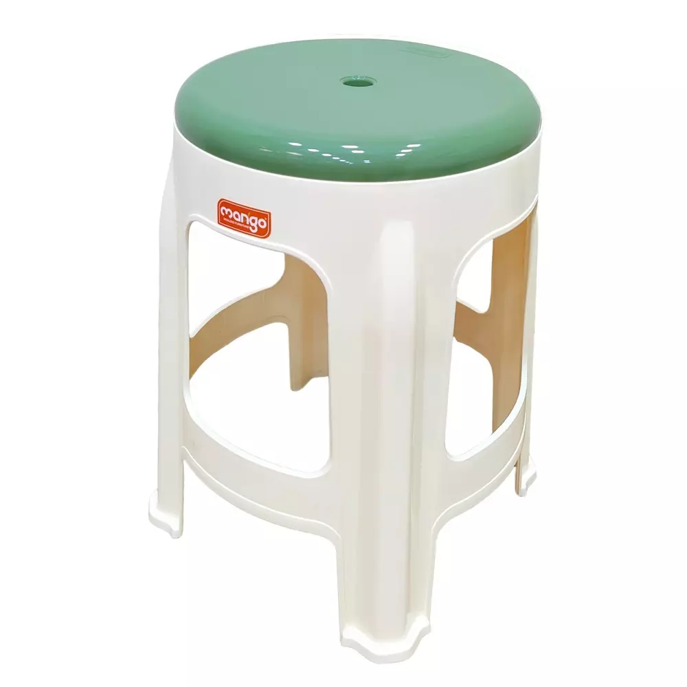 Mango GEM Plastic Stool Ivory - Olive Green Round for Indoors & Outdoors