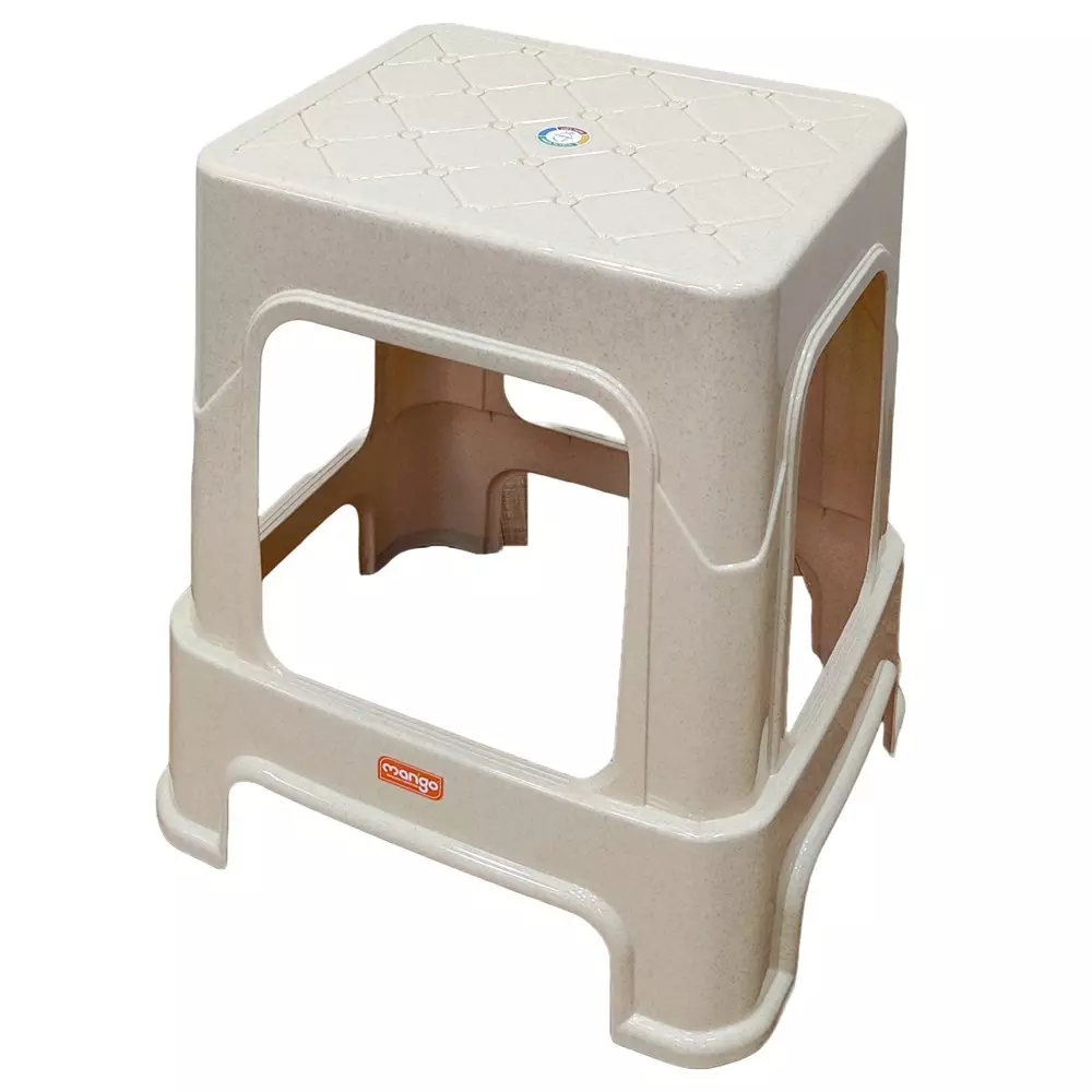 Mango SIKANDAR Plastic Stool 304.8x381x533.4 mm Marble Beige