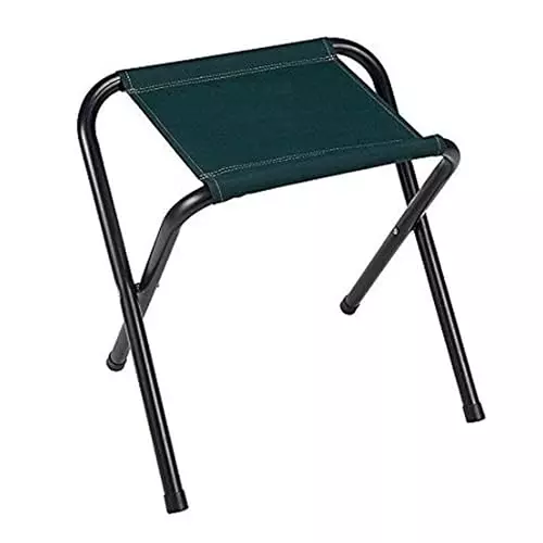 Elysian Folding Stool Chair Green Color Made of Steel with Fabric, Medium Size for Garden, Balcony, Terrace, Picnic, Poolside and Fishing, WI_CAMPING-STOOL-1