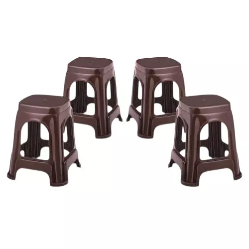 Maharaja Stackable Stool Brown Polypropylene for Home, School, Garden & Office, Jupiter_Brown-PK6 (Pack of 6 Pcs)