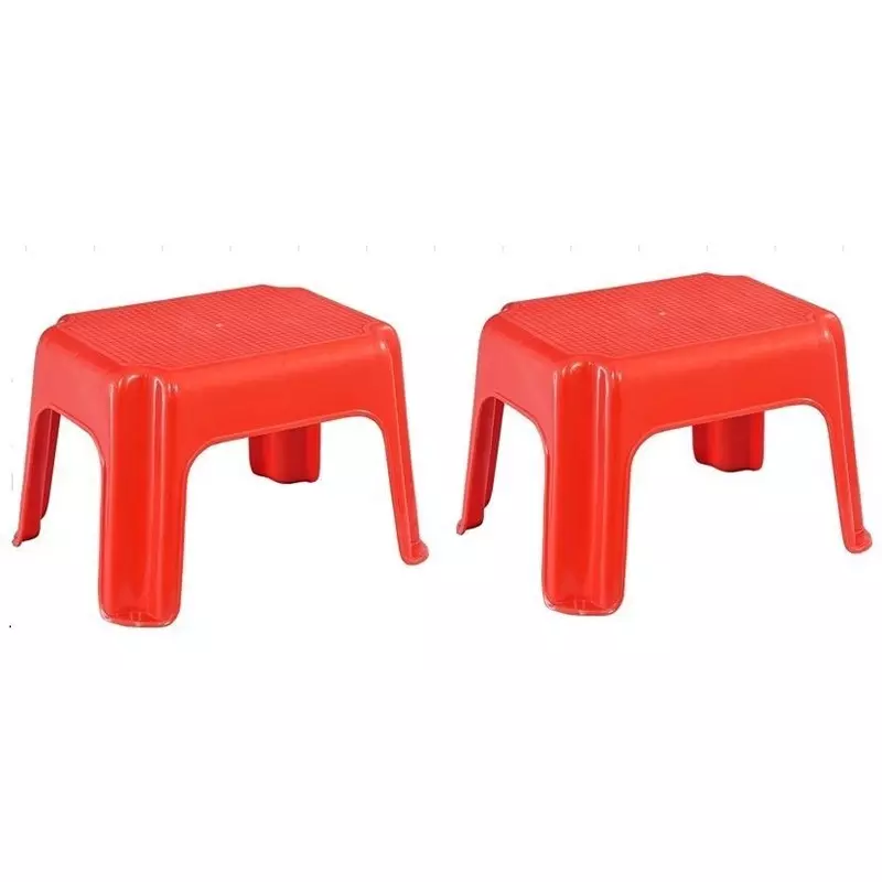 Swagath Plastic Stool Red Color for Bathroom, PS-01 Series (Pack of 2 Pcs)