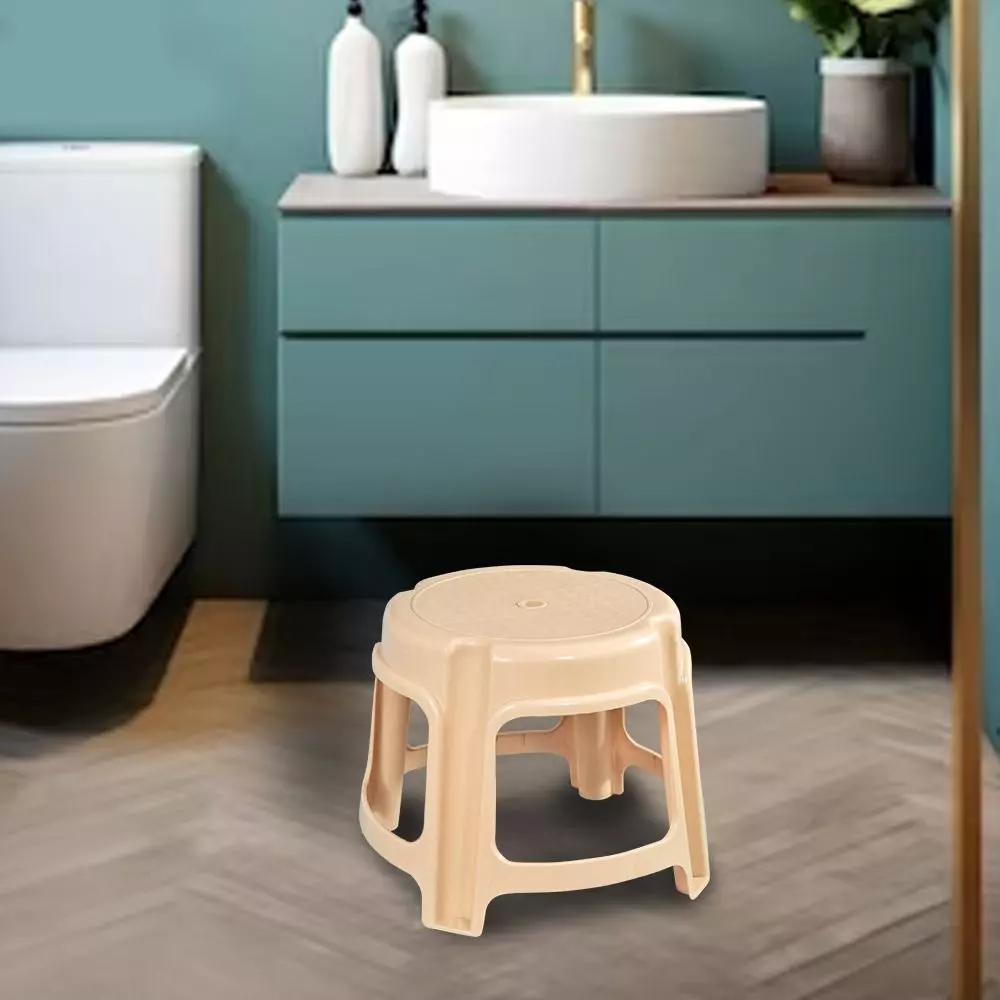 swagath-bathroom-stool-round-shape-4-legs-plastic-glossy-finish-80-kg-load-capacity-marble-beige-for-bathroom-use-ps-03-pack-of-4-pcs