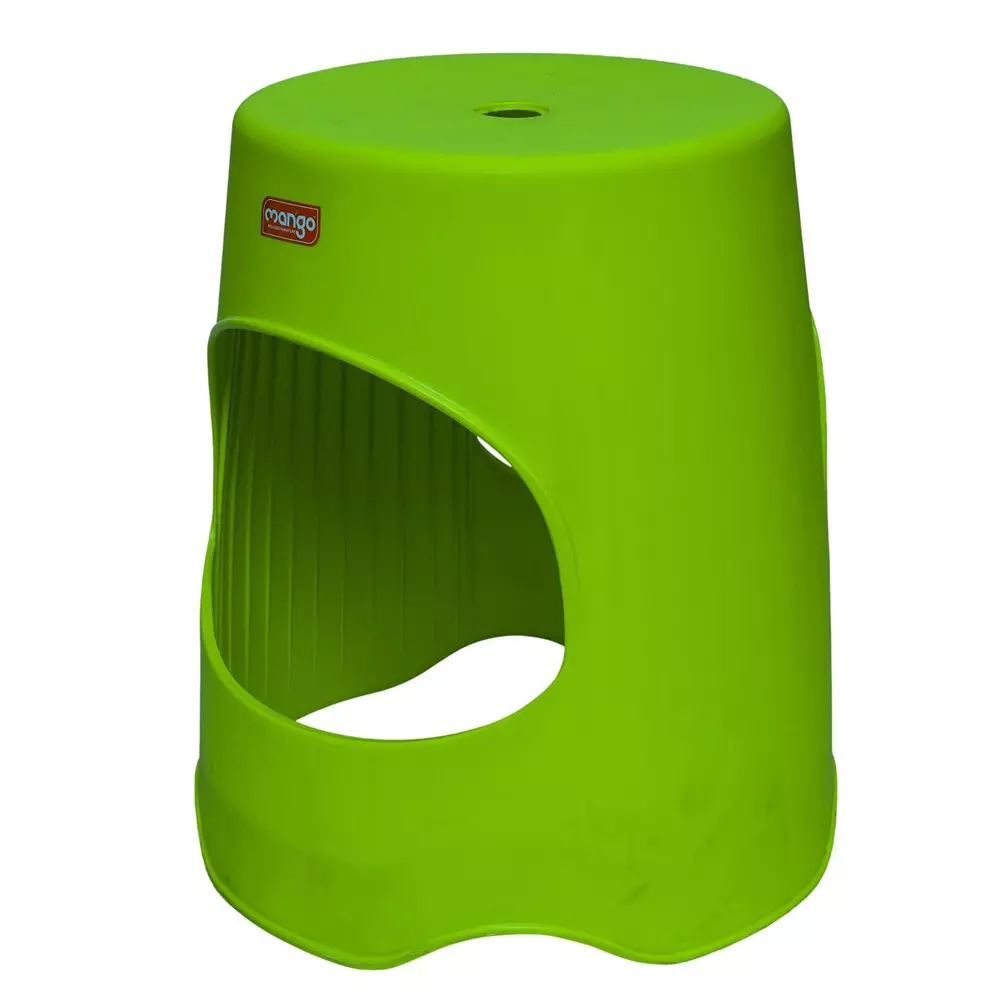 Mango Nepolean Stool Round Citrus Green 12x15x18 Inch Size Polypropylene Plastic for Shops & Store Use