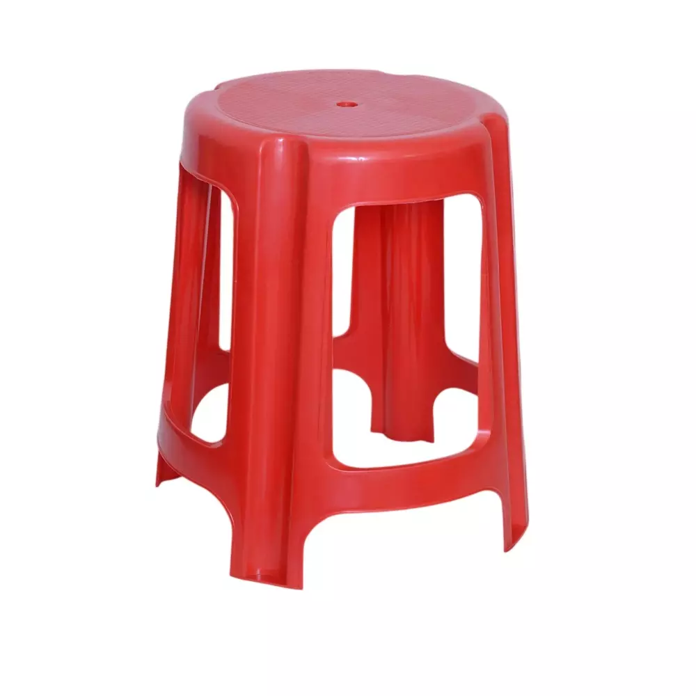 Ankur Pleasure Stool High Grade Polypropylene Virgin Plastic Body and Red Color for Homes, Shops & More