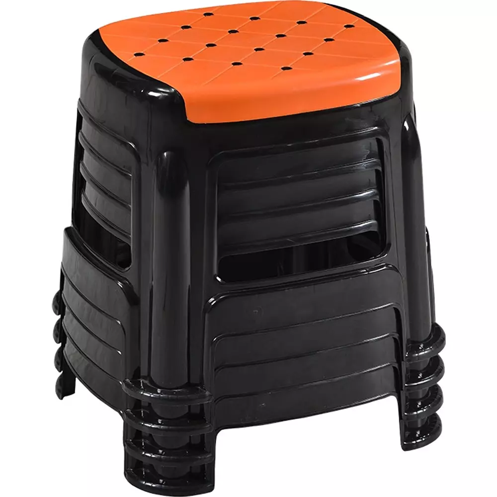 swagath-stool-plastic-27x315x28-cm-530-g-orange-seat-with-black-body-pre-assembled-for-cafeteria-kitchen-houeshold-work-and-outdoor-use-pack-of-4-pcs