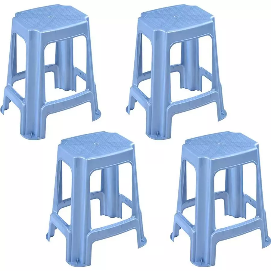 Swagath STL Rectangular Stool Plastic Blue 54x37x31 cm Size for Kitchen, Houeshold, Bathroom, Outdoor & Cafeteria Use, STL-05-LPBL-4 (Pack of 4 Pcs)