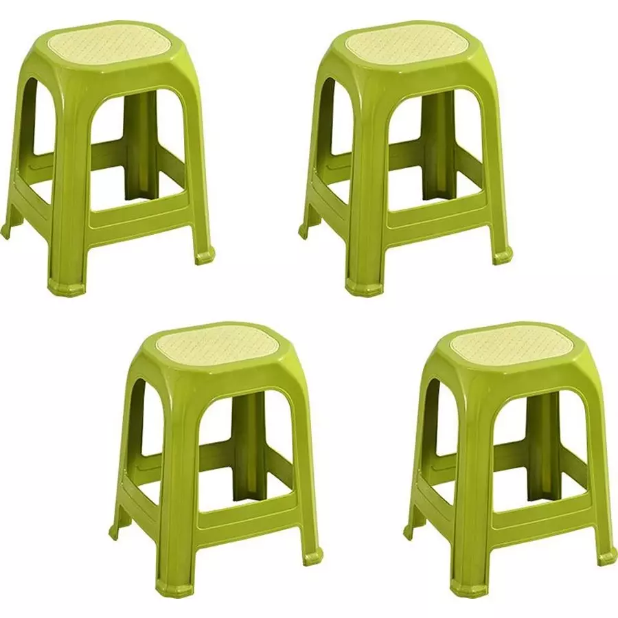 Swagath STL Rectangular Stool Plastic Green 47x28x34 cm Size for Kitchen, Houeshold, Bathroom, Outdoor & Cafeteria Use, STL-06-MHGN-4 (Pack of 4 Pcs)