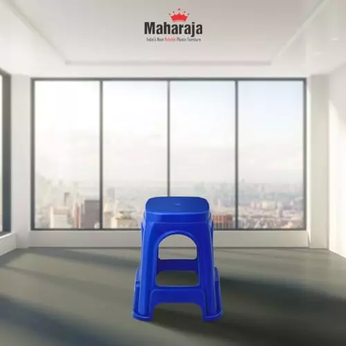 Maharaja Plastic Stools Polypropylene Stackable For Use In Kitchens, Home, Bathroom, Workshops Blue, Jupiter_Blue-PK4 (Set of 4)