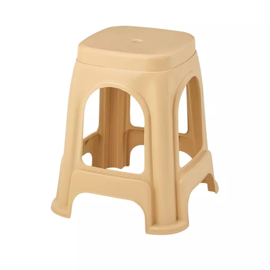 Maharaja Plastic Stools Polypropylene Stackable For Use In Kitchens, Home, Bathroom, Workshops Beige, Jupiter_Beige-PK1