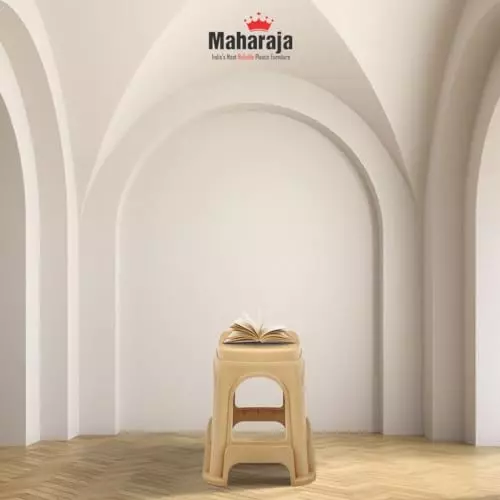 Maharaja Plastic Stools Polypropylene Stackable For Use In Kitchens, Home, Bathroom, Workshops Beige, Jupiter_Beige-PK1