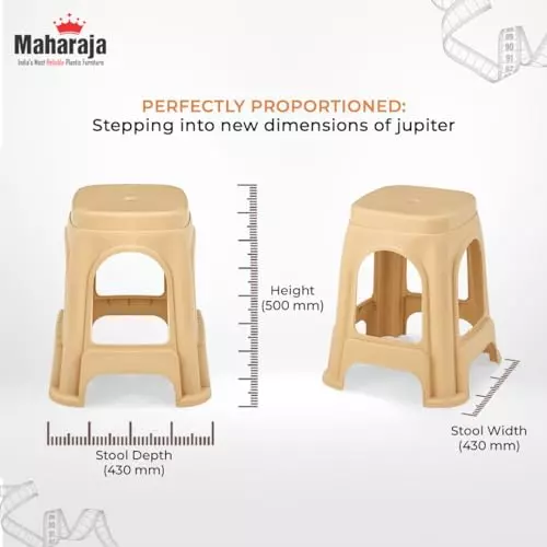 Maharaja Plastic Stools Polypropylene Stackable For Use In Kitchens, Home, Bathroom, Workshops Beige, Jupiter_Beige-PK1