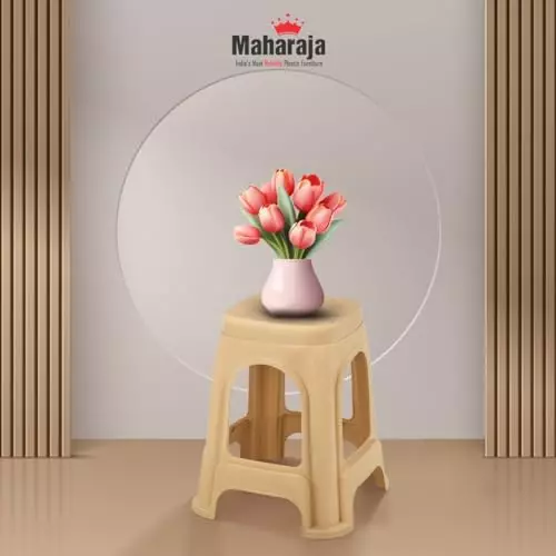 Maharaja Plastic Stools Polypropylene Stackable For Use In Kitchens, Home, Bathroom, Workshops Beige, Jupiter_Beige-PK1