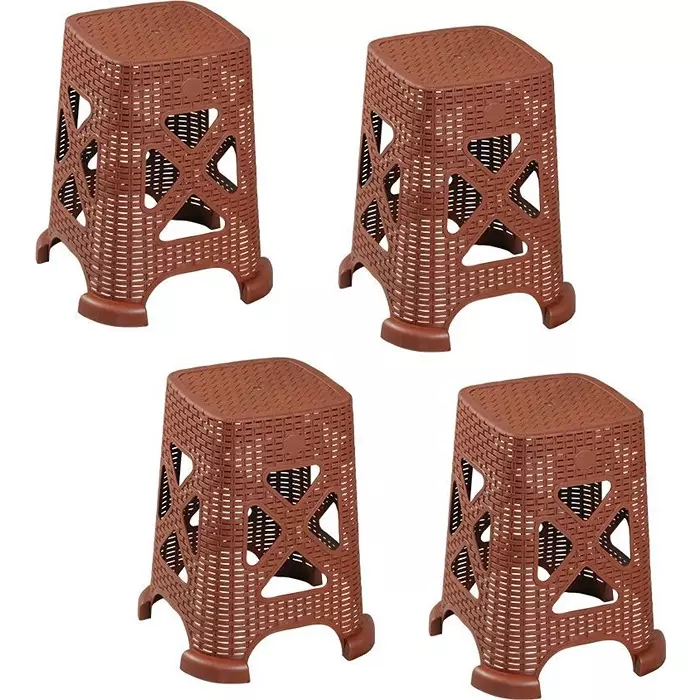 Swagath Plastic Sitting Stool Brown Color for kitchen, Bathroom and Household work, Smarty (Pack of 4 Pcs)