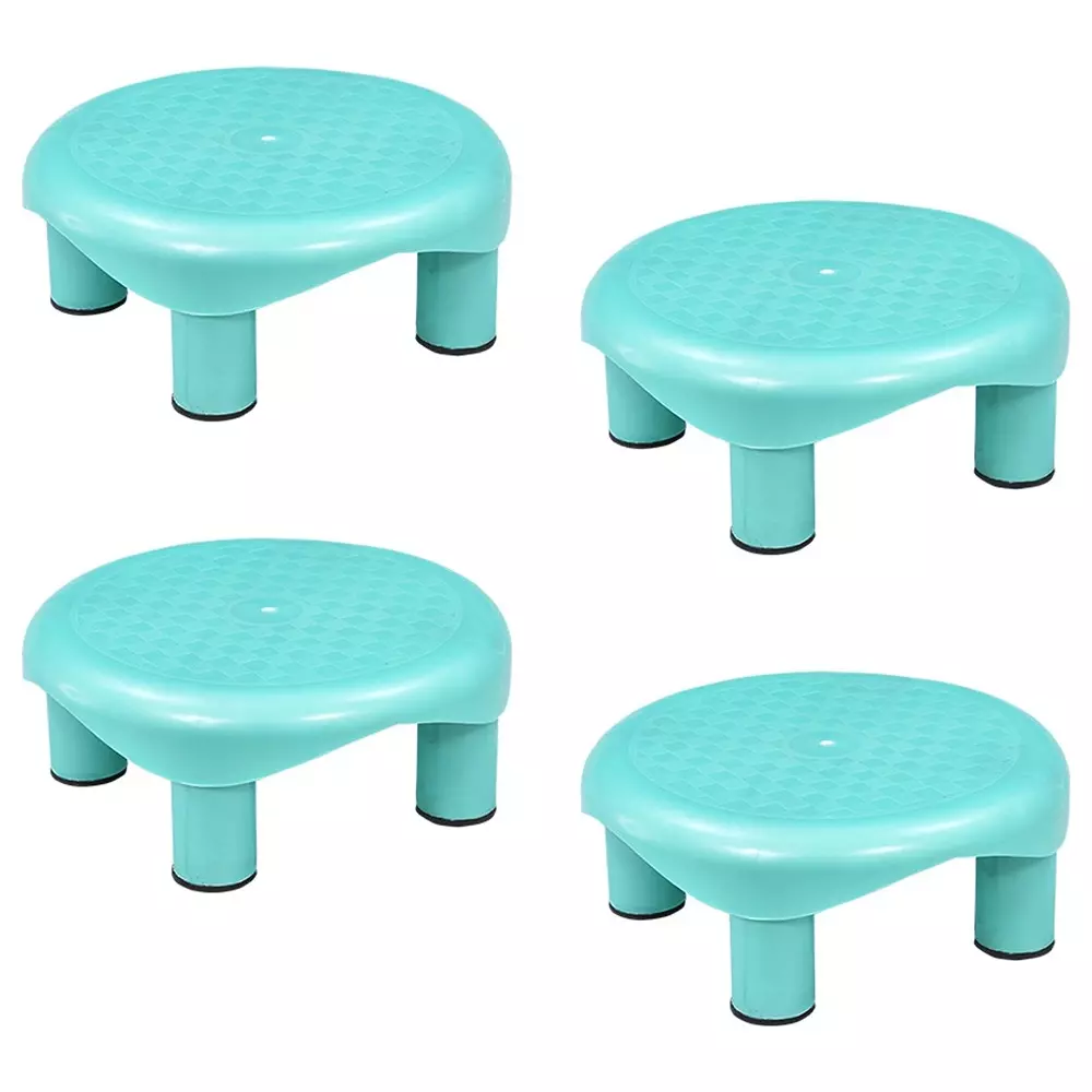 Swagath Plastic Stool Sky Blue Color for Bathroom, PS-02 Series (Pack of 4 Pcs)