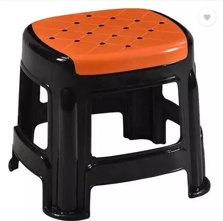 swagath-stool-rectangle-shape-4-legs-plastic-glossy-finish-70-kg-load-capacity-orange-seat-with-black-body-cosmo-m-pack-of-2-pcs