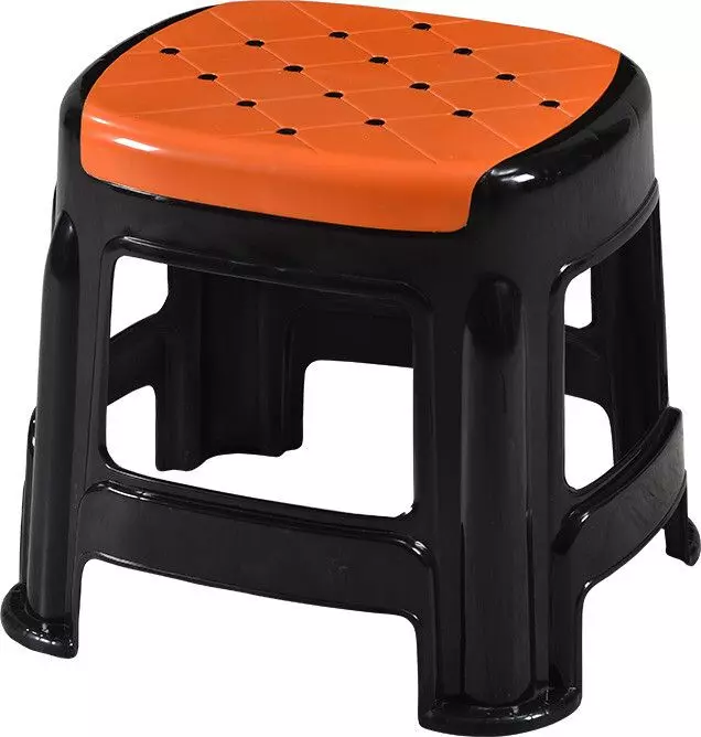 swagath-stool-rectangle-shape-4-legs-plastic-glossy-finish-70-kg-load-capacity-orange-seat-with-black-body-cosmo-m-pack-of-2-pcs