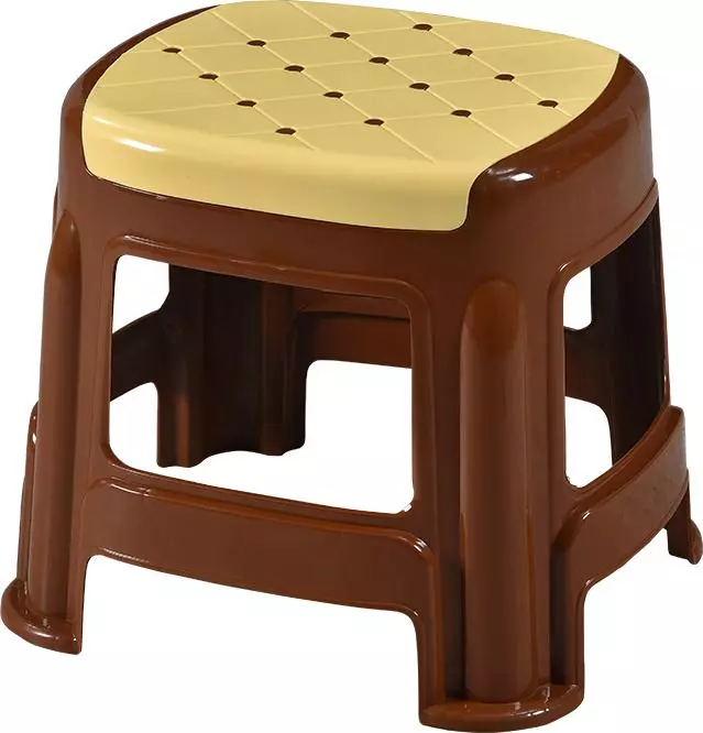 swagath-stool-rectangle-shape-4-legs-plastic-glossy-finish-70-kg-load-capacity-ivory-seat-with-saddle-brown-body-cosmo-m-pack-of-4-pcs