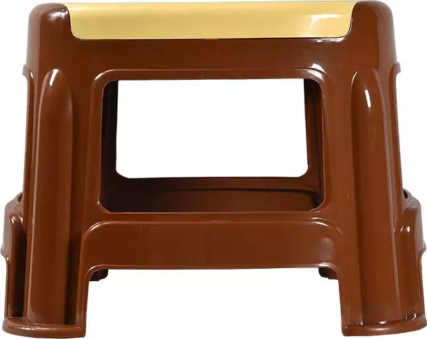 swagath-stool-rectangle-shape-4-legs-plastic-glossy-finish-70-kg-load-capacity-ivory-seat-with-saddle-brown-body-cosmo-m-pack-of-4-pcs