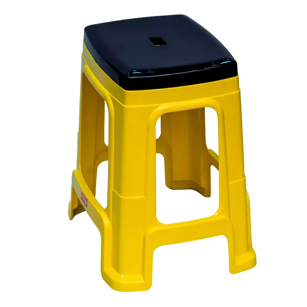 Mango Sunday Stool Yellow 100 Kg Load Bearing Capacity Polypropylene Plastic for Shops & Store Use