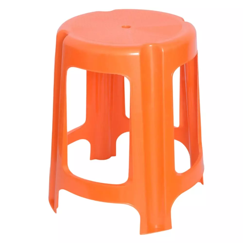 Ankur Pleasure Stool High Grade Polypropylene Virgin Plastic Body and Orange Color for Homes, Shops & More
