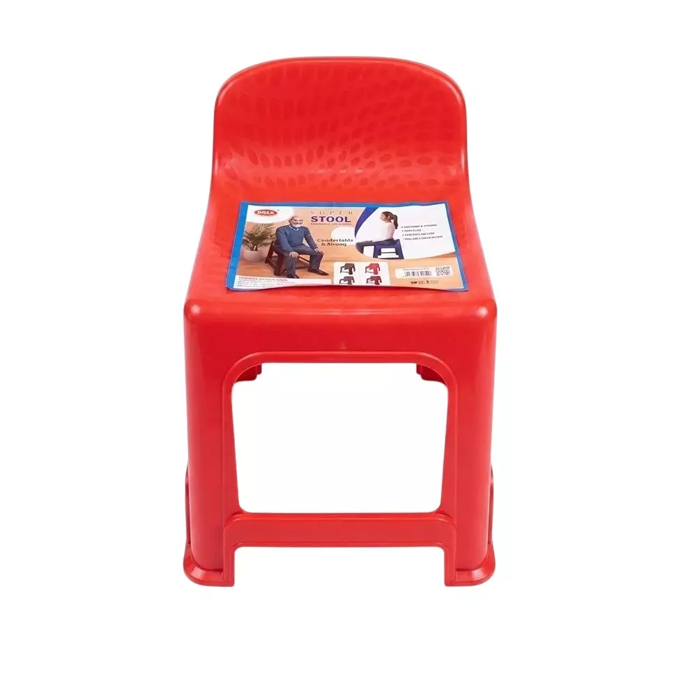 Ankur Rest In Stool High Grade Polypropylene Virgin Plastic Body and Red Color for Homes, Shops & More
