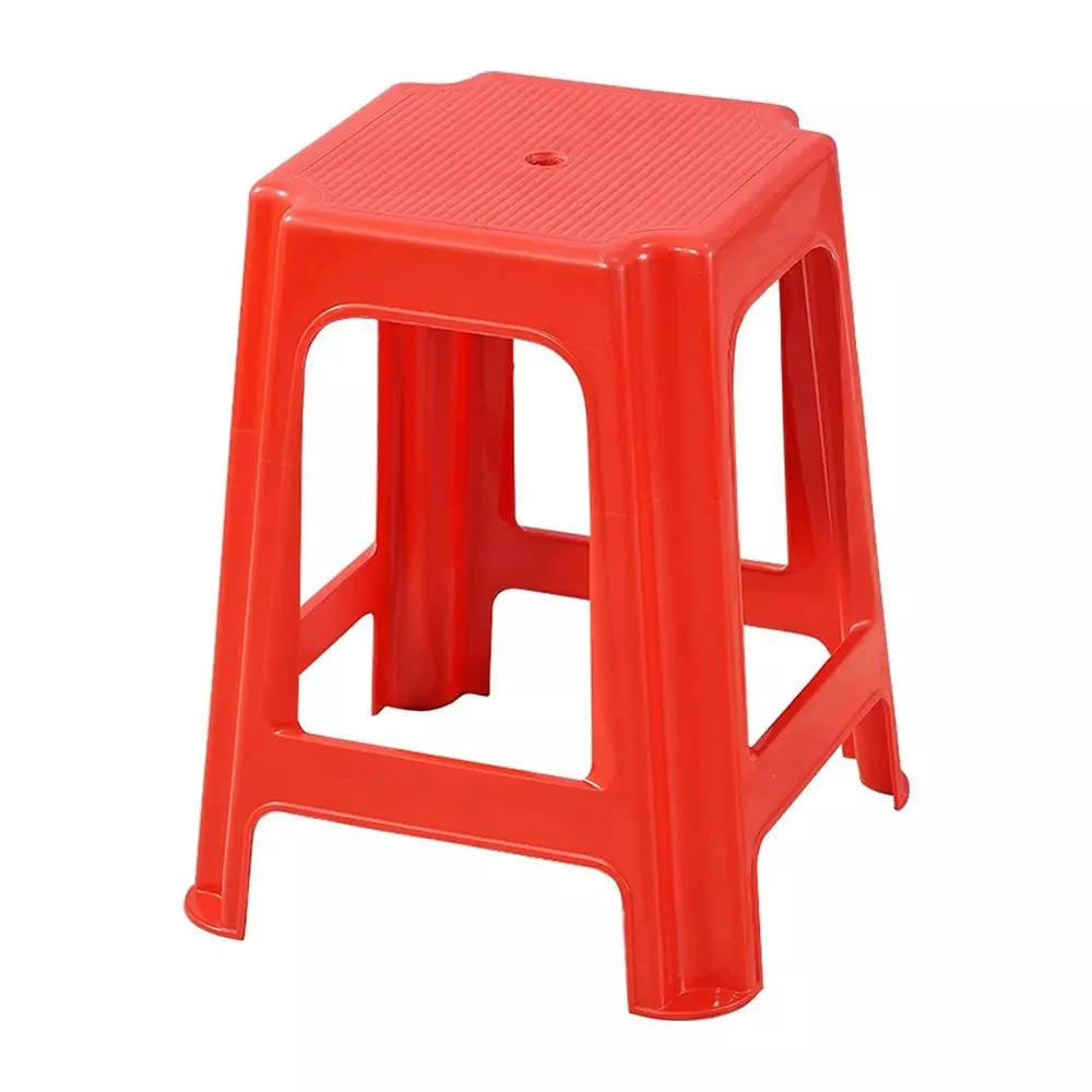 Swagath Plastic Stool Square Shape 80 Kg Maximum Load Capacity Red Color, STL-02-BR-1
