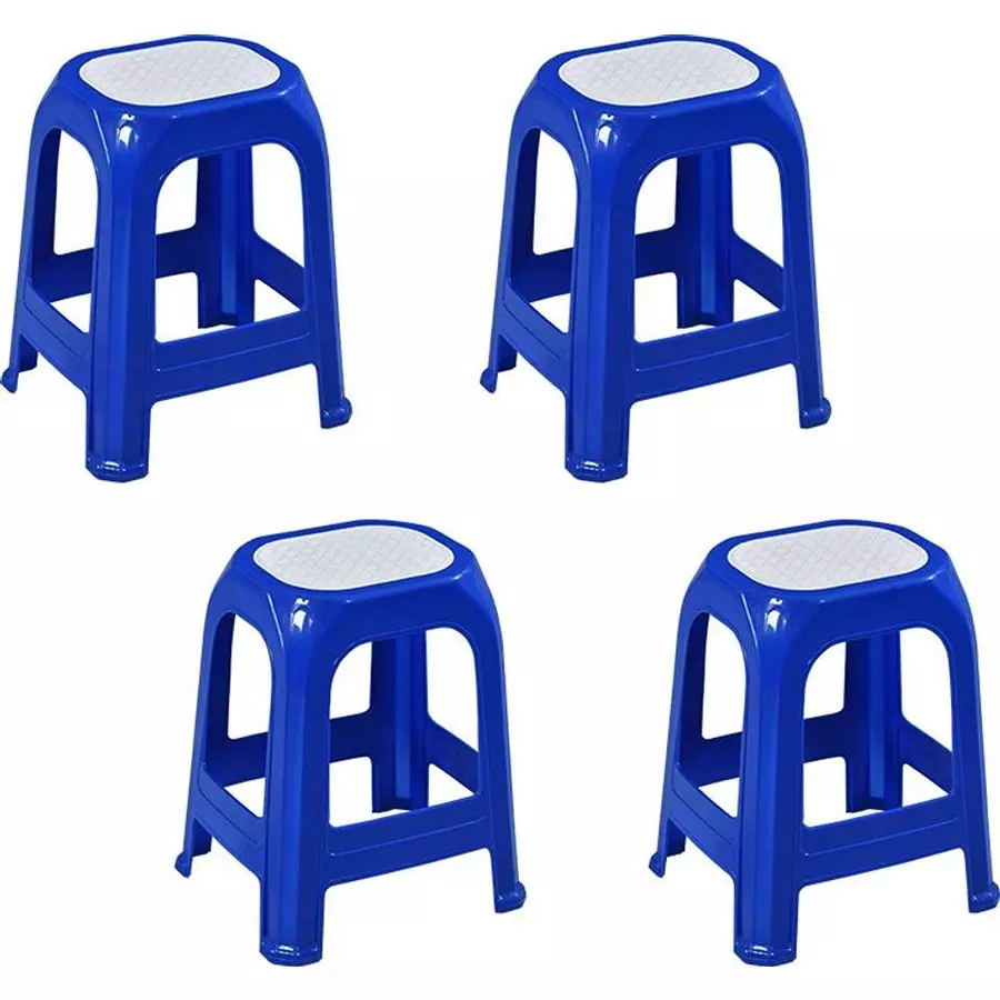 Swagath STL Stool Plastic Blue 47x28x34 cm Size for Kitchen, Houeshold, Bathroom, Outdoor & Cafeteria Use, STL-06-BL-4 (Pack of 4 Pcs)