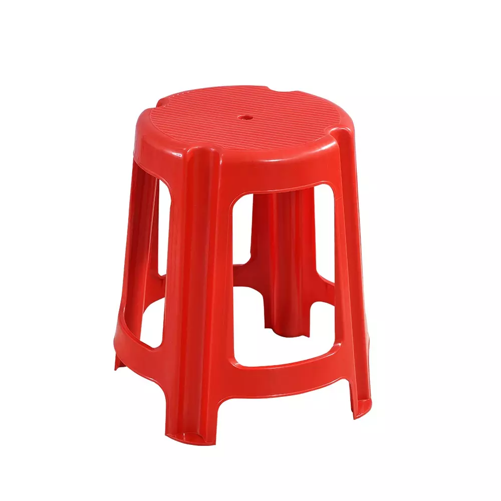 Swagath Red Plastic Round Stool for Indoor, Outdoor & Cafeteria (Set of 2)