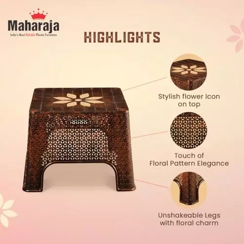 maharaja-magic-plastic-decorative-stool-square-shape-stylish-flower-design-teakwood-pack-of-2-pcs