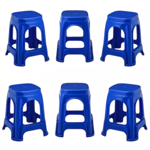 Maharaja Stackable Stool With Modern Design Blue Polypropylene for Home, School, Garden & Office, Jupiter_Blue-PK6 (Pack of 6 Pcs)