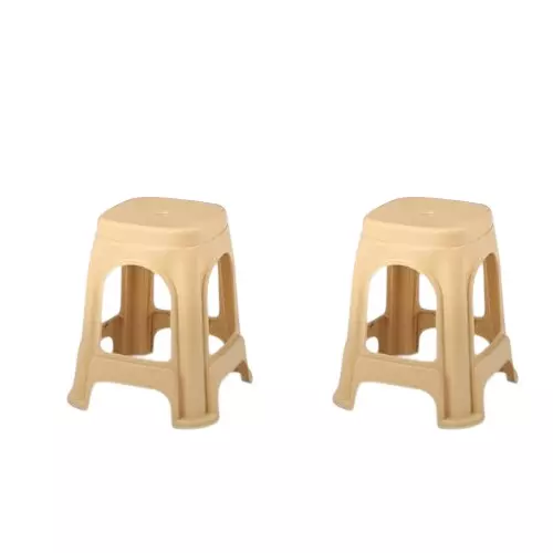 Maharaja Stackable Stool Beige Polypropylene for Home, School, Garden & Office, Jupiter_Beige-PK2 (Pack of 2 Pcs)