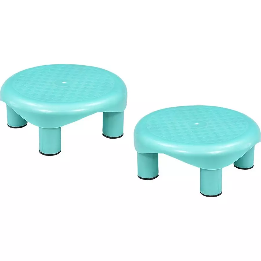 Swagath Plastic Stool Sky Blue Color for Bathroom, PS-02 Series (Pack of 2 Pcs)