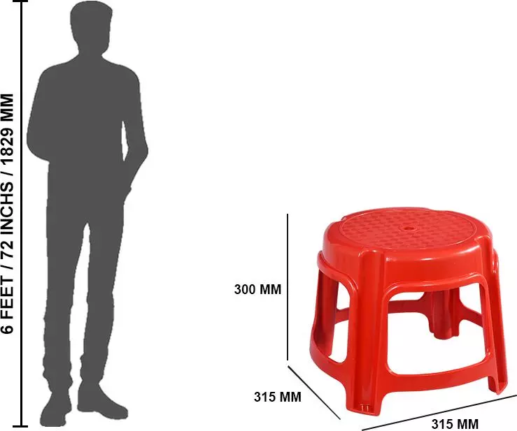 swagath-bathroom-stool-round-shape-4-legs-plastic-glossy-finish-80-kg-load-capacity-red-for-bathroom-use-ps-03-pack-of-4-pcs