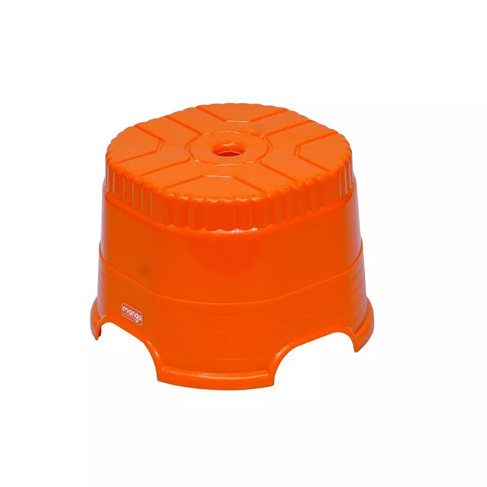 Mango Stool Round Orange 140 Kg Load Bearing Capacity Polypropylene Plastic for Shops & Store Use, Cube 10