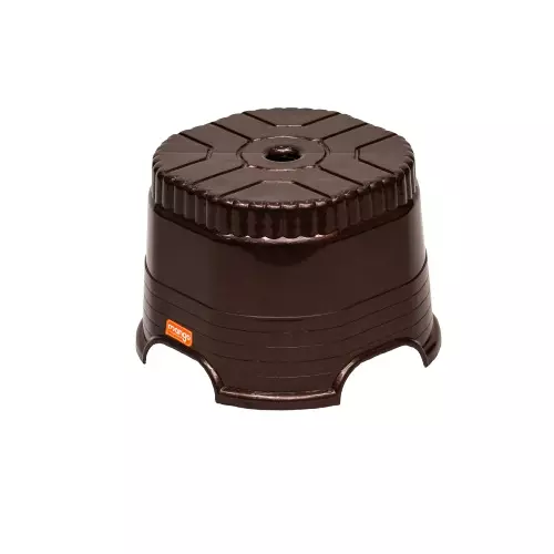Mango Stool Round Weather Brown 140 Kg Load Bearing Capacity Polypropylene Plastic for Shops & Store Use, Cube 10
