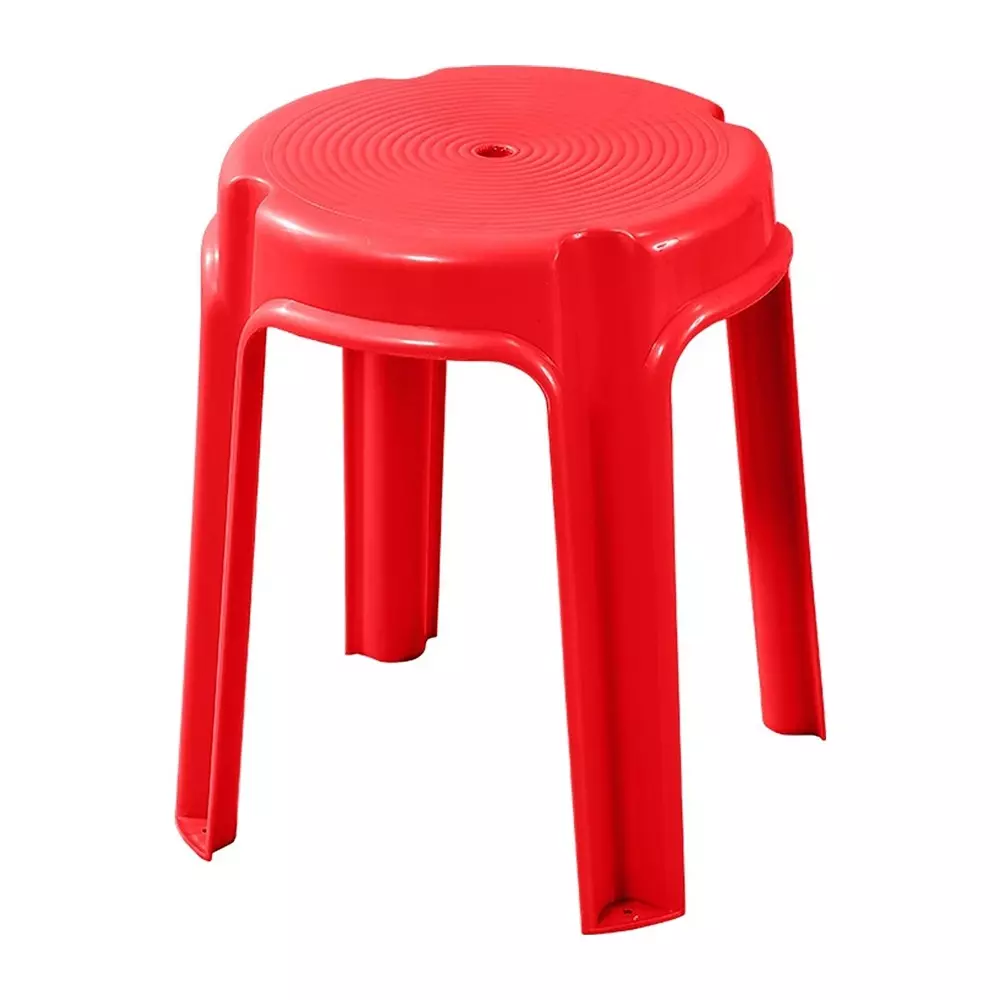 Swagath Plastic Stool Round Shape 80 Kg Maximum Load Capacity Red Color, STL-01-BR-1