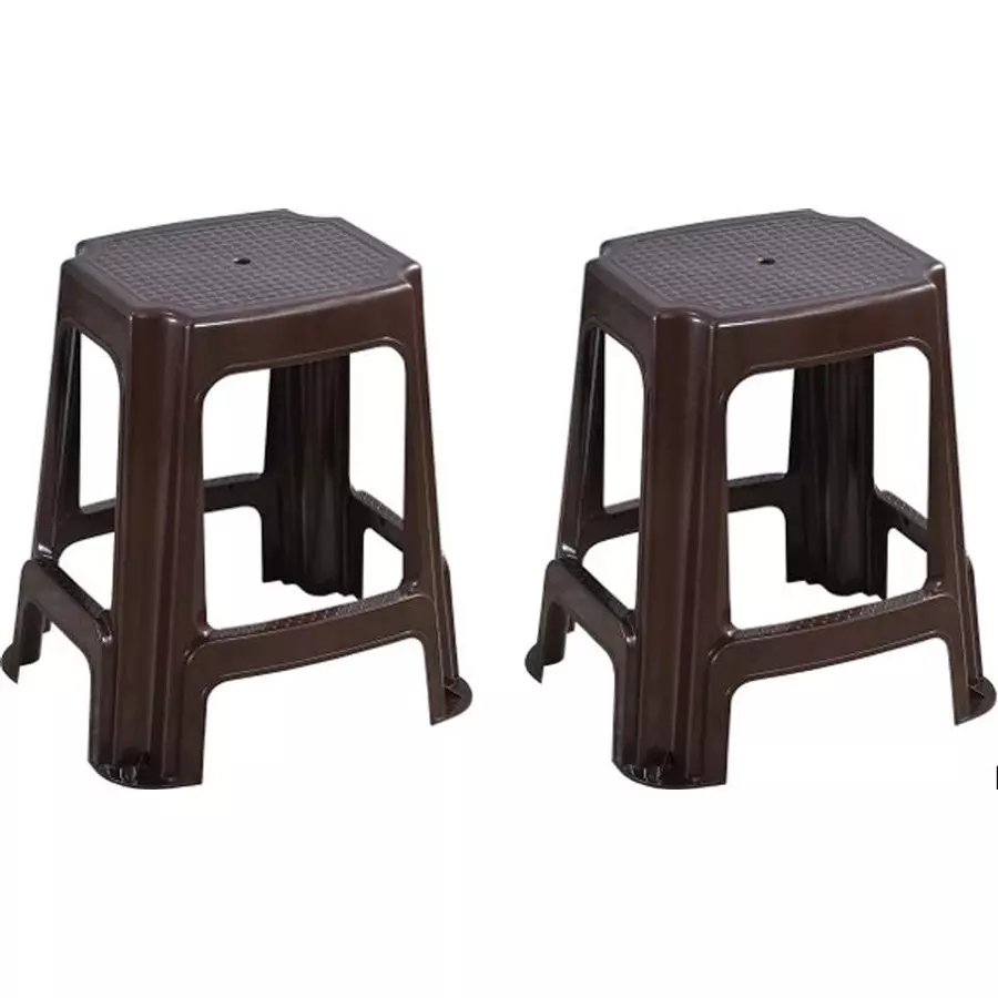 Swagath STL Rectangular Stool Plastic Sandal Brown 54x37x31 cm Size for Outdoor & Cafeteria Use, STL-05-SB-2 (Pack of 2 Pcs)